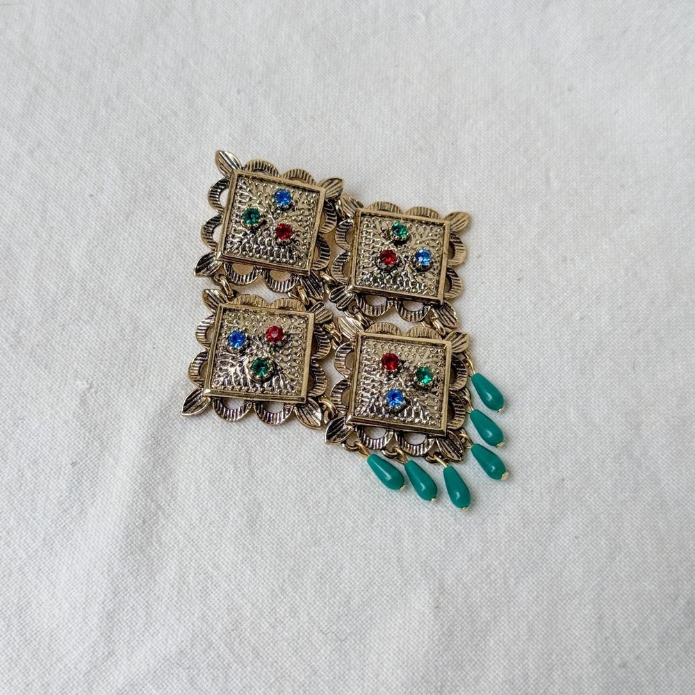 Vintage Sarah Coventry 1967 Temple of Lights Brooch Earring Set MCM Retro Pin - Picture 9 of 9